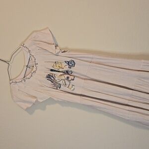 Moon River Cream Floral Dress Embroidery